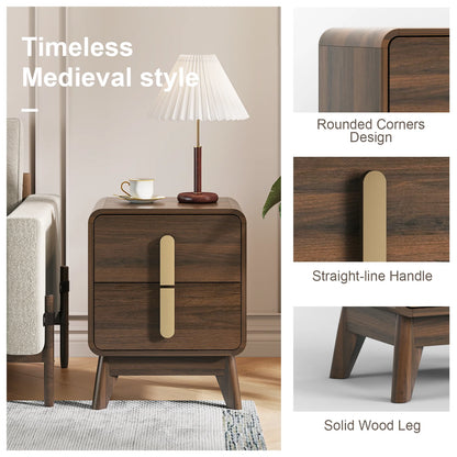 JOINICE Nightstands for Bedroom with Charging Station, Mid Century Modern End Tables Set of 2 for Living Room, Dining Room