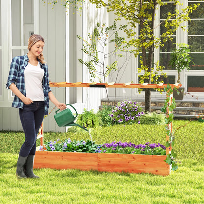Costway 1 PCS Raised Garden Bed with Trellis Hanging Roof Planter Box Drainage Holes for Patio