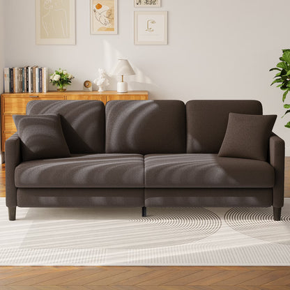 83" Comfortable Upholstered Sofa, 3 Seater Couch for Living Room, Neche Big Loveseat with Extra Deep Seats , 2 Pillows, Beige White