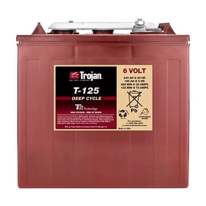 Trojan T-125 240Ah, 6V Deep Cycle Battery - 4 Pack