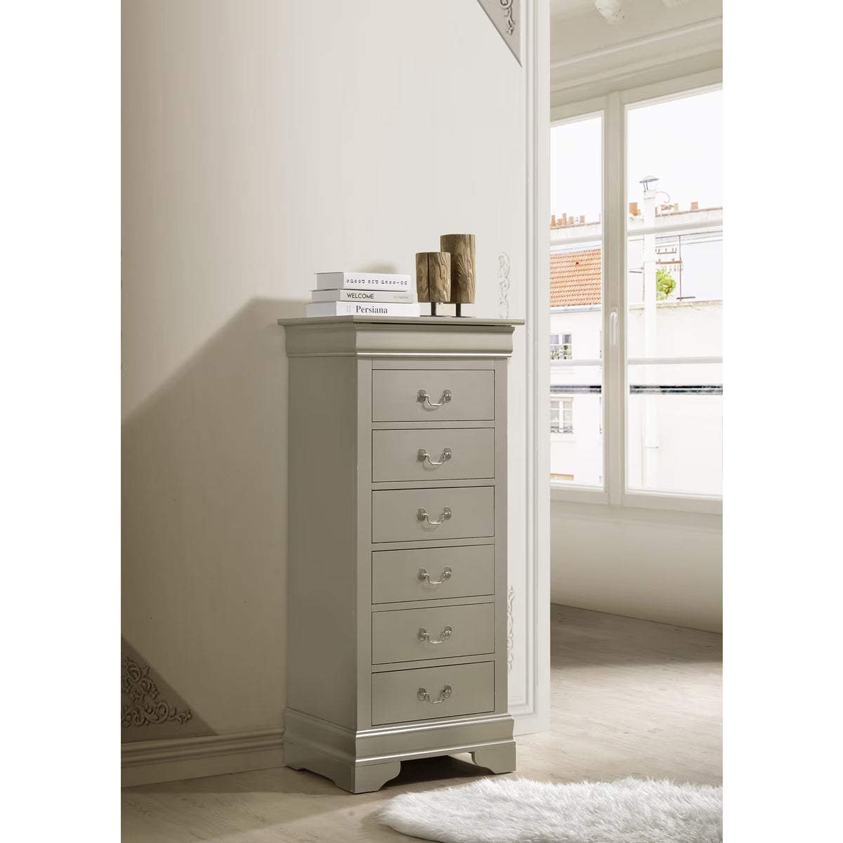 Glory Furniture Louis Phillipe 7 Drawer Lingerie Chest in Cherry