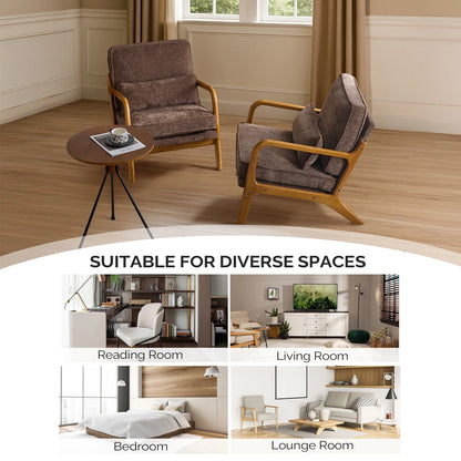 Ktaxon Accent Chair Corduroy Upholstered Armchair, Reading Club Chair with Pillow and Solid Wood Frame for Living Room Bedroom Furniture Off White