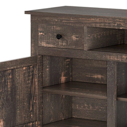 Uforic Farmhouse TV Stand for 75/80 Inch TV, Rustic Entertainment Center with Power Outlet, Storage Drawers, TV Console for Living Room, Oak