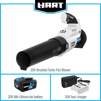 HART 20V Cordless Turbo Fan Leaf Blower (1) 4.0Ah Lithium-Ion Battery