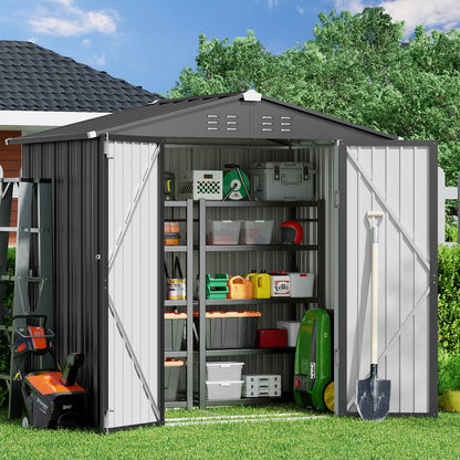 5'x3' Outdoor Storage Shed, Lofka Metal Storage Tool Shed with Single Lockable Door, for Bike| Garden Tools| Patio, Grey