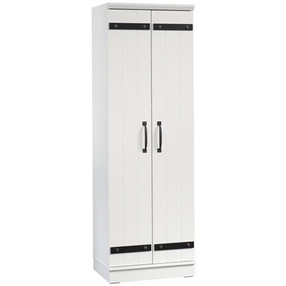Pemberly Row Farmhouse Engineered Wood 2-Door Narrow Storage Cabinet in Salt Oak