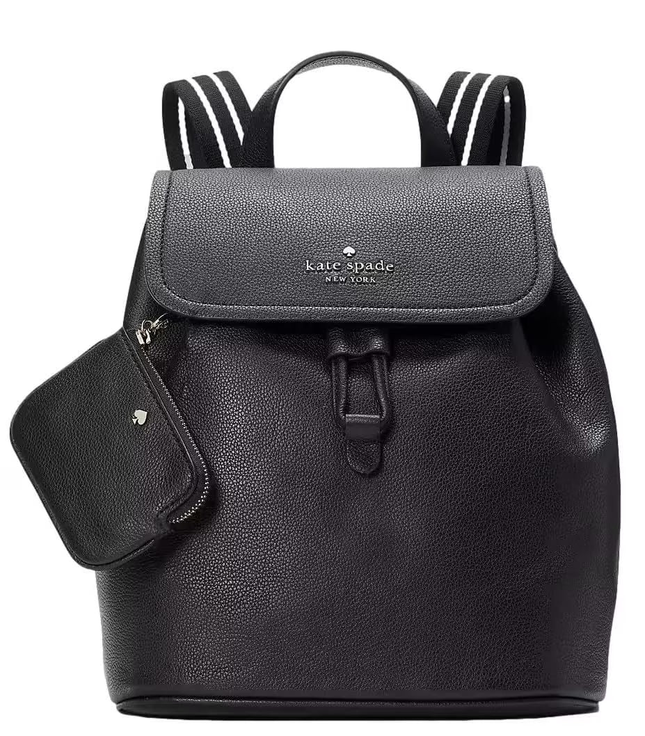 Kate Spade New York Women's Rosie Pebbled Leather Medium Flap Backpack, Black