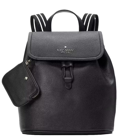 Kate Spade New York Women's Rosie Pebbled Leather Medium Flap Backpack, Black