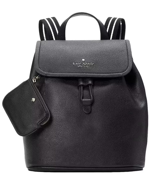 Kate Spade New York Women's Rosie Pebbled Leather Medium Flap Backpack, Black