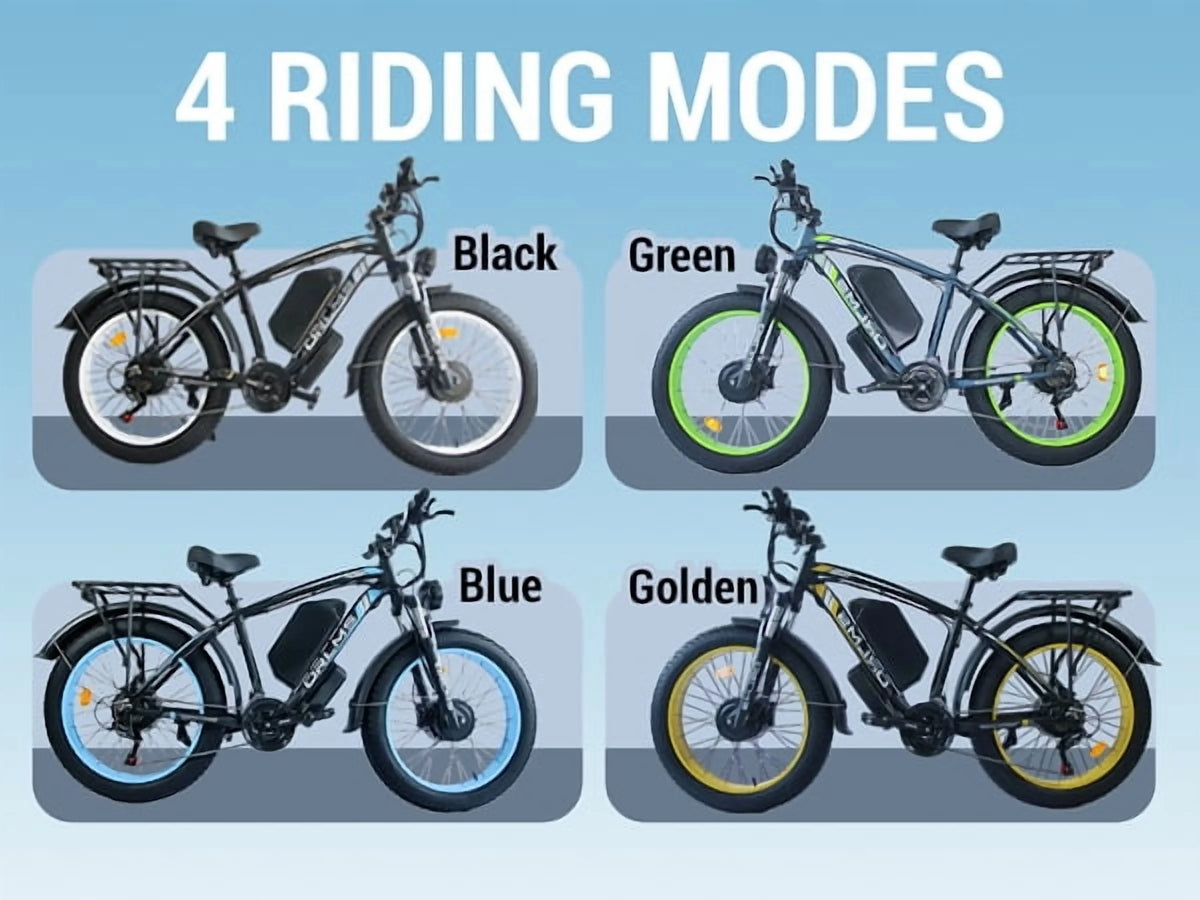 5000W (Peak) Electric-Bike for Adults, 60V 25AH Battery Electric Motorcycle, Dual-Motor-Ebike 50MPH Ebike, 26*4.0 Fat Tire Electric-Bicycle, AWD 21-Speed Mountain Bike for All-Road UL 2849