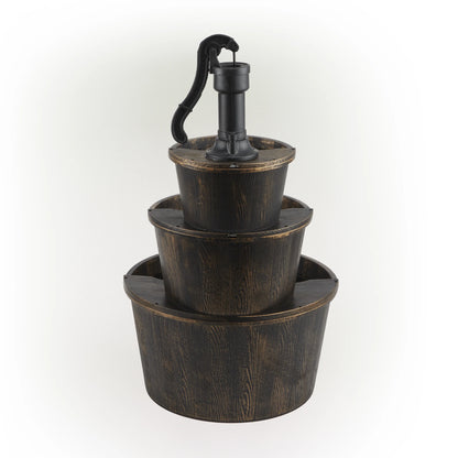 Alpine Corporation 40" Three Tier Pump Outdoor Fountain Decor, Brown