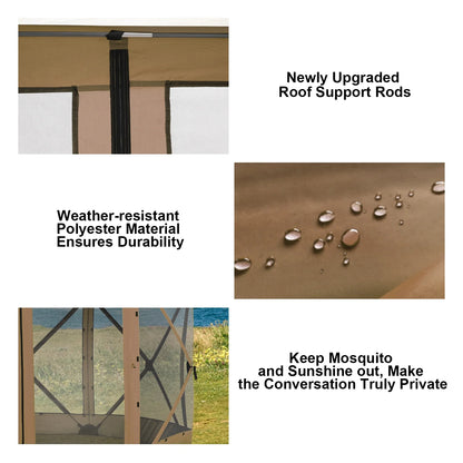 HOTEEL 12x12 Portable Pop-Up Outdoor Camping Gazebo, Screen Tent with Mosquito Nettings, Waterproof, UV, Bite Proof, Removable top Glamping Canopy with Carry Bag, Gray