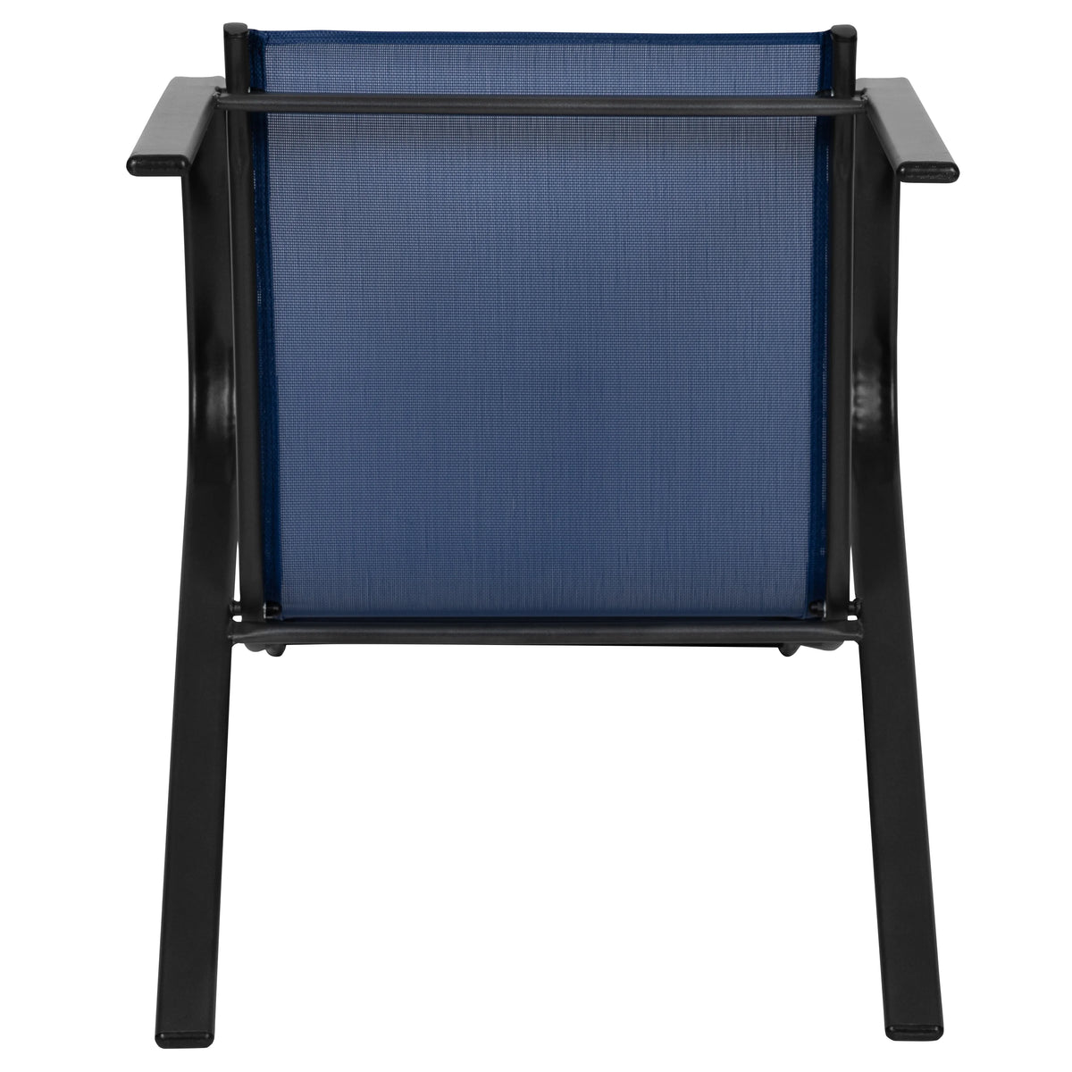 BizChair 5 Pack Black Outdoor Stack Chair with Flex Comfort Material and Metal Frame