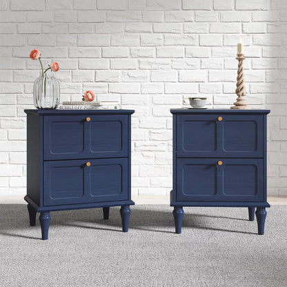 HLR 20" Mid Century Nightstands Set of 2 with Drawers, Wood Bedside Table End Table for Bedroom, Brown