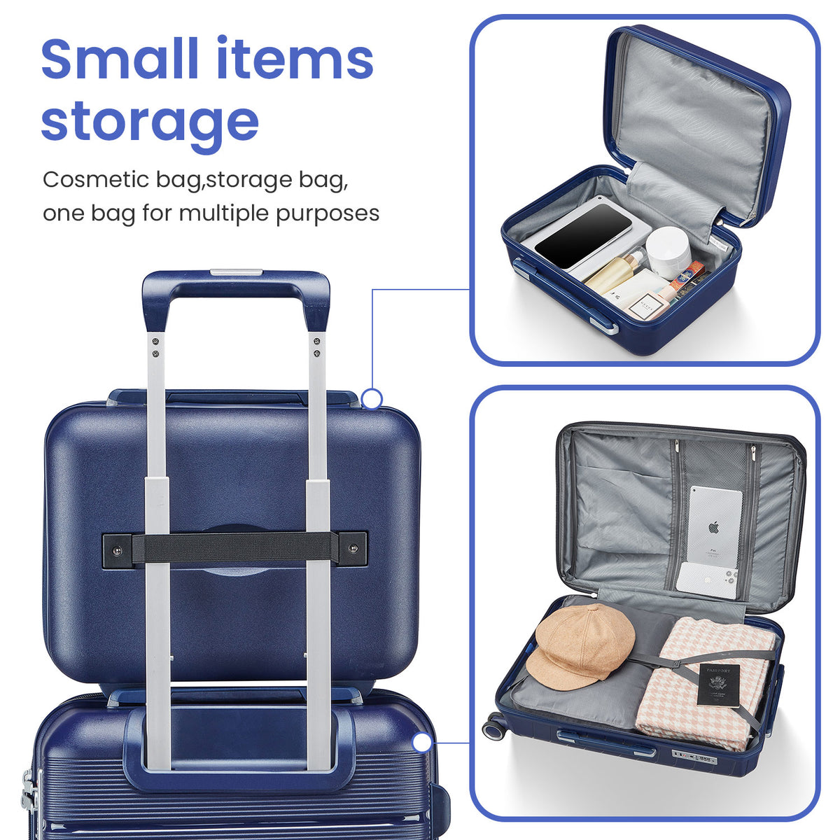 4 Piece Luggage Set, Expandable Lightweight Suitcase Set, PP Materials Travel Luggage with TSA Lock Spinner Wheels, White (14/20/24/28)