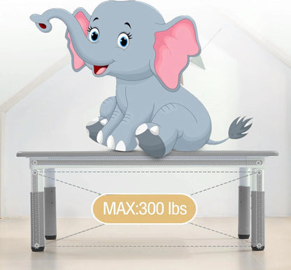 Twister.CK Kids Table and Chairs Set, Height Adjustable Toddler Table and 6 Chair, Multi-Activity Table with Graffiti Desktop for Ages 2-10, Children Activity Table for Daycare, Classroom, Home, Gray