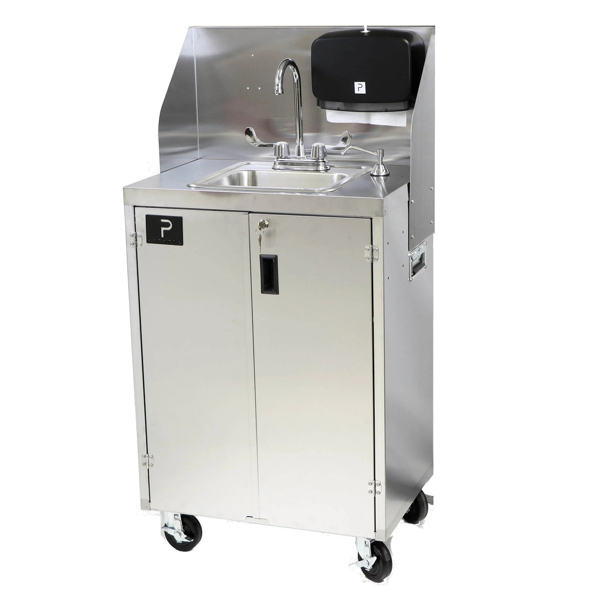 Electric Portable Sink, with Hot Water Heater and Pump - Movable Steel Hand Washing Sink