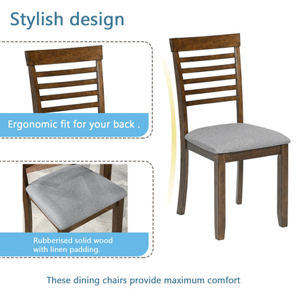 Sesslife 5 Piece Dining Set with One Rectangle Table and 4 Upholstered Chairs for 4 Persons, Dining Room Table Set for Small Place(Table+4 Chairs)