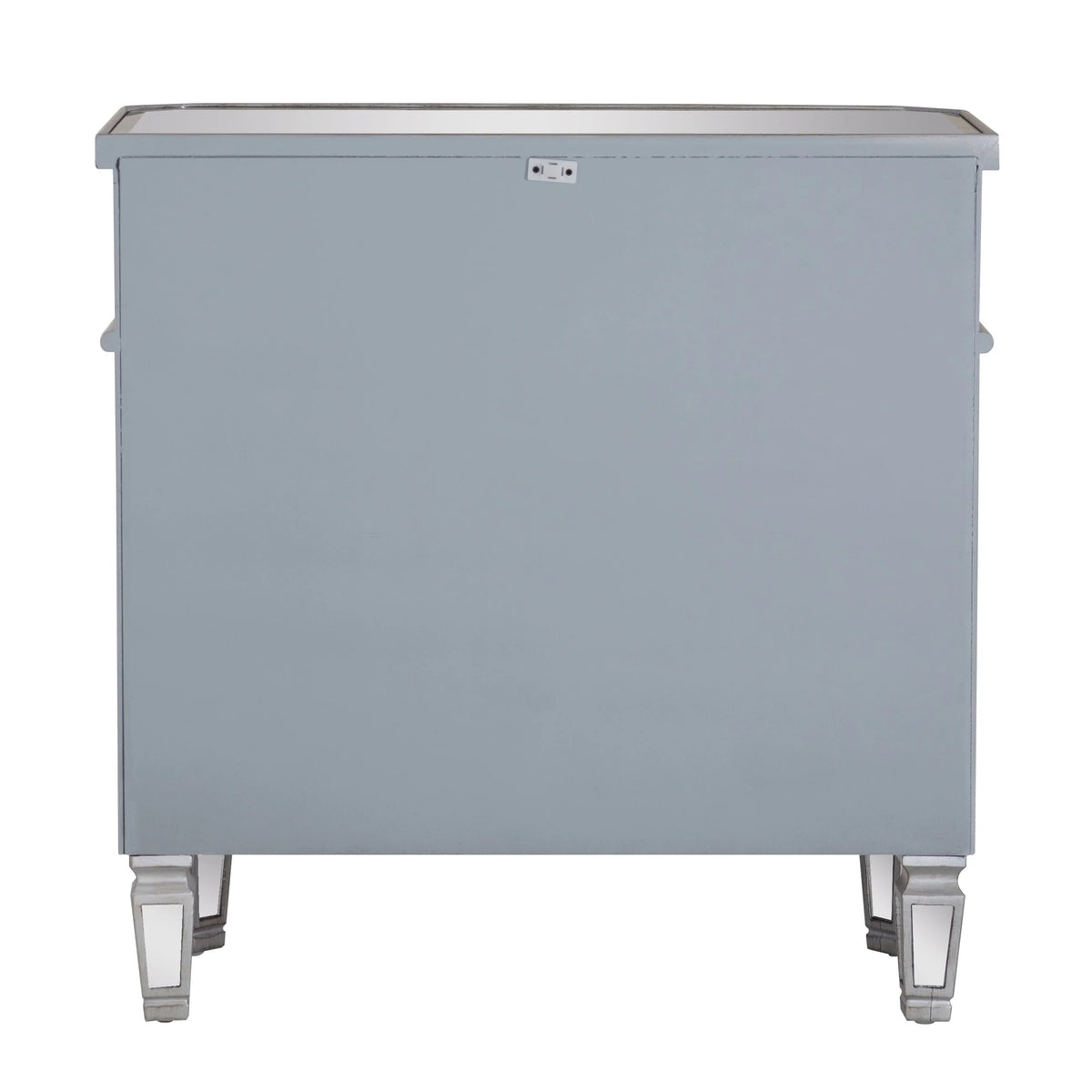 Powell Deville 2-Door Single Drawer Indoor Console Table with Shelves, Mirrored Surfaces and Luxe Silver Wood