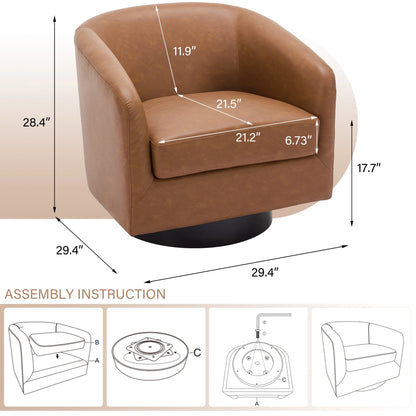 DREAMSIDEA Swivel Barrel Accent Chair for Living Room, Modern Upholstered Round Club Armchair-Cream