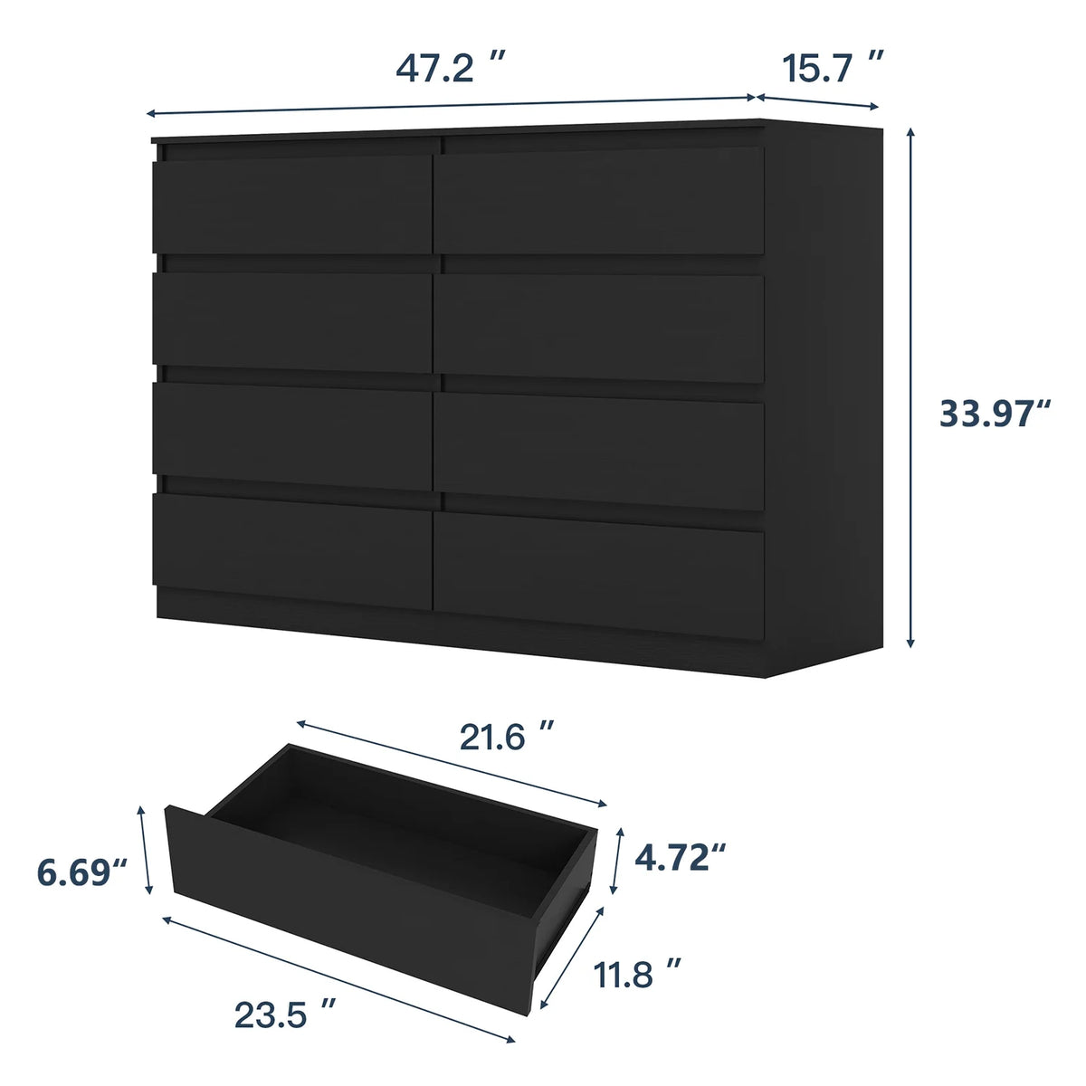 Kadyn White Chest of Drawer, 6 Double Drawer Dresser for Bedroom, Modern Storage Cabinet for Living Room, Dresser