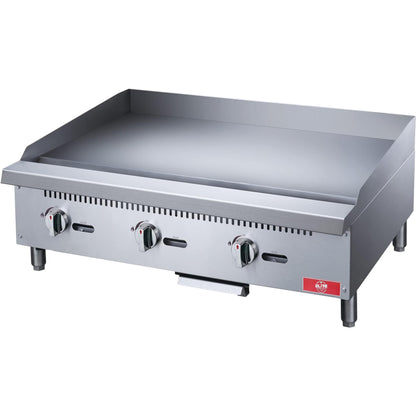 NSF 36 in. Commercial Griddle 90,000BTU Gas Griddle, 3 Burner Heavy-Duty Stainless Steel Countertop Griddle