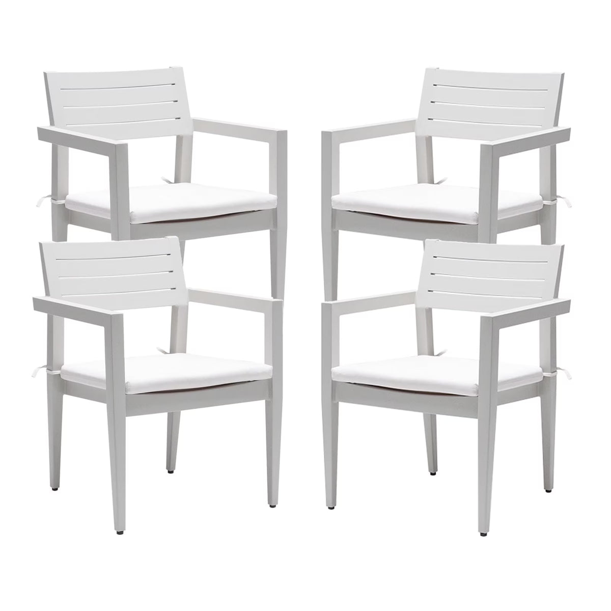 Outdoor Patio K/D Aluminum Stationary Dining Chairs 2PCS with Outdoor-grade Sunbrella Fabric Cushions, Branch-Like Backrest ,FSC-Certified Wood Armrests, Bourbon Brown