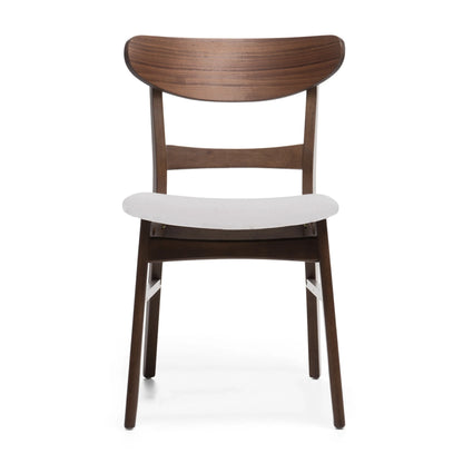 GDFSTUDIO Mid Century Modern Fabric Upholstered Rubberwood Dining Chairs, Set of 2, Dark Gray and Walnut