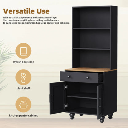Euroco 110" Entertainment Center Wall Unit Set with Glass Display Cabinets, Adjustable Shelves & Vintage TV Stand for TVs up to 85", Farmhouse Style Media Console with Storage, Gourd Legs