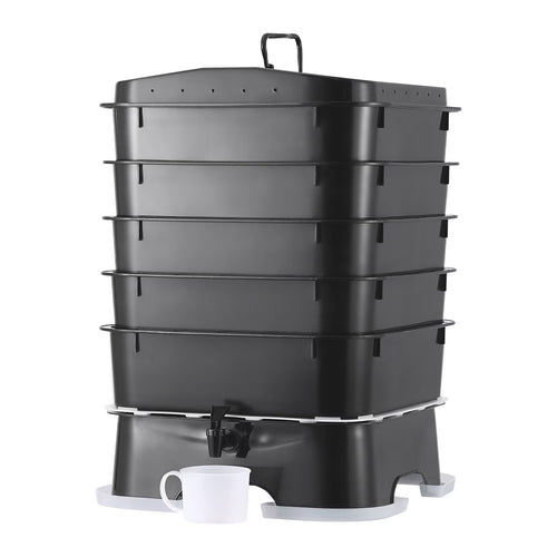 KFFKFF 5-Tier Worm Recycler, 50 L Indoor and Outdoor Worm Composting Container, Eco-Friendly Worm Cultivation Set, for Repurposing Kitchen Scraps, Worm Excreta, Worm Liquid