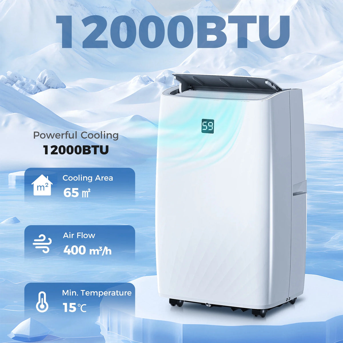 HOMCOM Portable Air Conditioner, 12000 BTU AC Unit with Cool, Dehumidifier, Fan, 550 Sq. ft, 24H Timer On Off, Auto & Sleep Mode, Window Kit
