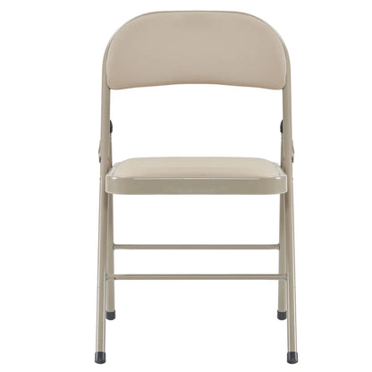 4 Pack Folding Chairs, Cushioned Padded Seat, Wedding Chairs with Metal Frame for Home, Office, Party Use, Light  Brown