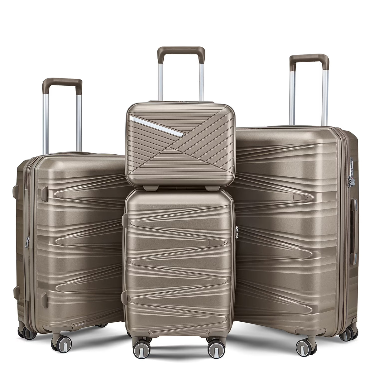 4 Piece Luggage Set Expandable Hardshell Travel Luggage Sets 8 Spinner Wheel Suitcase Wheels TSA Lock Suit Case, PP Lightweight & Durable wheels Upright Suitcase, 14/20/24/28 Inch