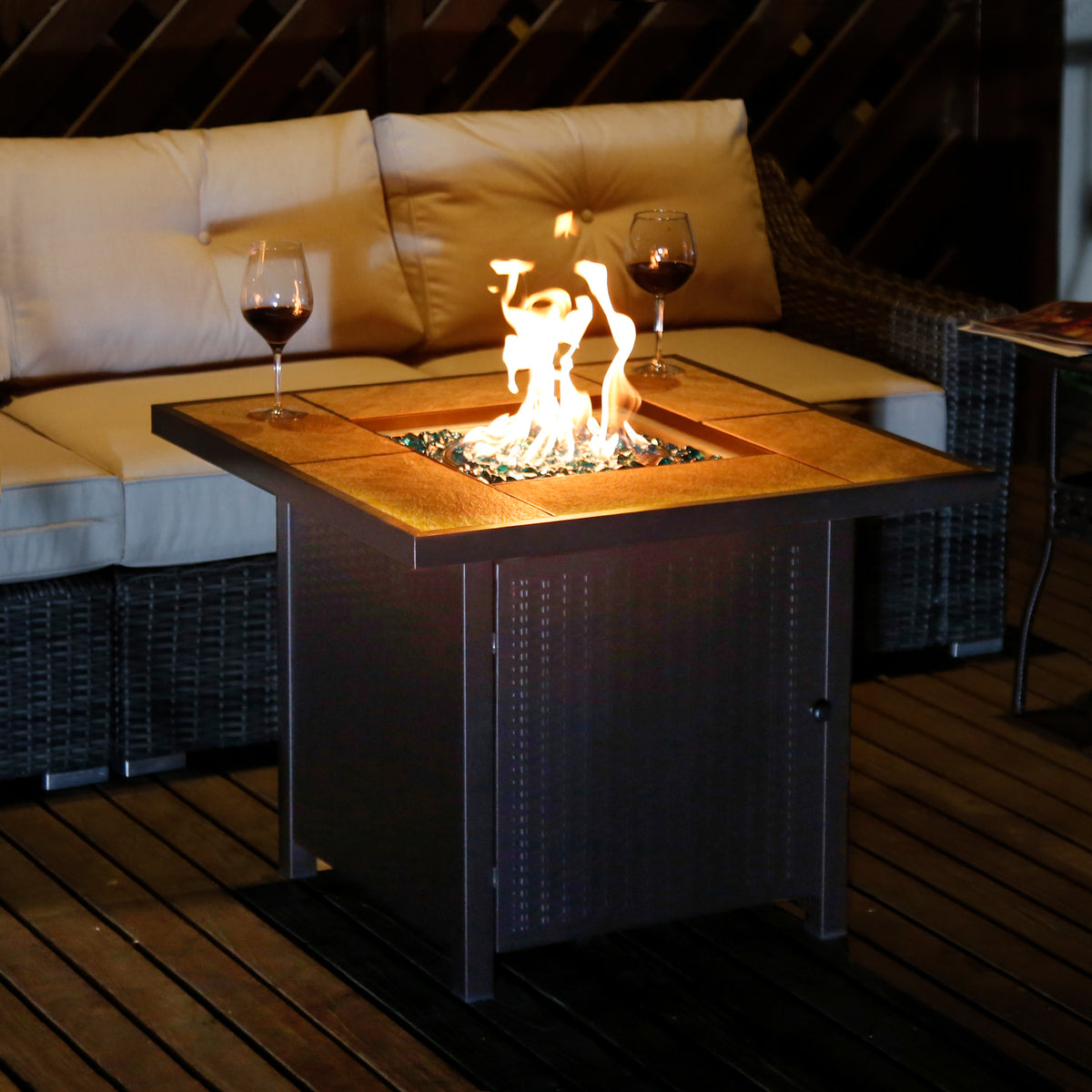 Propane Fire Pit Table Gas Fire Pit Table BALI OUTDOORS 32���� Square Fire Pit Brown