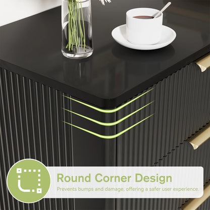 Planntonneo Boho Fluted 6 Drawer Dresser, Wooden Chests for Bedroom