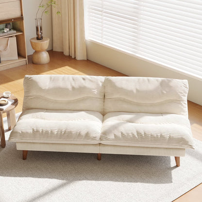 NYBOPAVIS 69" Futon Convertible Sofa Bed, Corduroy Loveseat Sofa Couch for Small Space Green