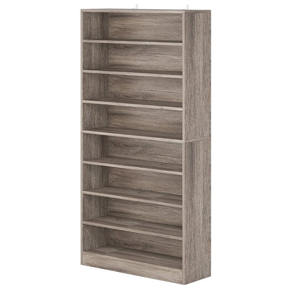 Hommoo Modern Wood Freestanding Shoe Cabinet, 8 Tiers 40-45 Pairs Shoe Storage Rack Organizer for Entryway, Gray