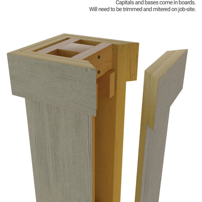 Ekena Millwork 18"W x 5'H Hand Hewn Endurathane Faux Wood Non-Tapered Square Column Wrap with Standard Capital & Base
