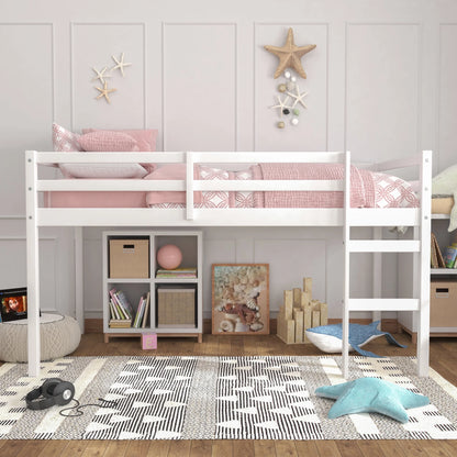 HH2Home Campbell Wood Twin Junior Loft Bunk Bed, White