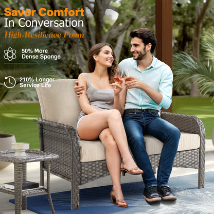 Vcatnet 4 Pieces Outdoor Patio Furniture All-weather Wicker Conversation Set with Coffee Table for Garden,Poolside,Gray