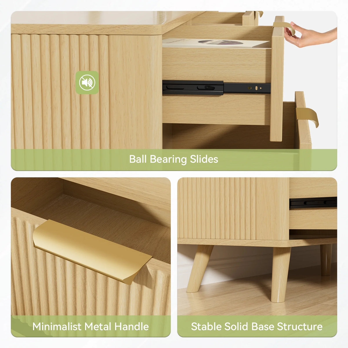 Planntonneo Boho Fluted 6 Drawer Dresser, Wooden Chests for Bedroom