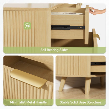 Planntonneo Boho Fluted 6 Drawer Dresser, Wooden Chests for Bedroom