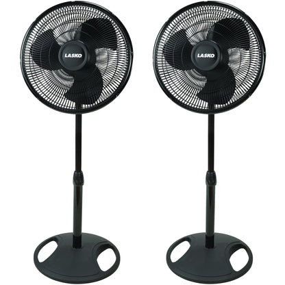 Lasko Products 16" Oscillating Stand Fan, Black  2521, 2 pack