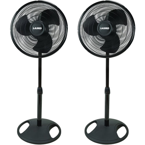 Lasko Products 16" Oscillating Stand Fan, Black  2521, 2 pack