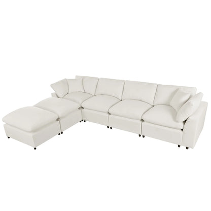 Harper & Bright Designs Convertible Modular Sectional Sofa with 2 Removable Ottomans & Pillows, Large U Shape Cloud Couch with Reversible Chaise for Living Room, Grey
