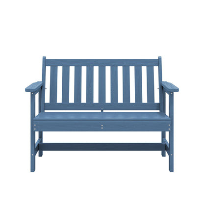 SERWALL Outdoor Bench for 2-Person, Weather-Resistant HDPE with Aluminum Reinforcement, Supports 660 lbs, Comfortable Seating for Patio, Garden, and Porch, Black