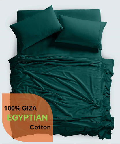 600 Thread Count, 100% Giza Egyptian Cotton Bedding Set, 4-PC Sheets Set, 15 Inch Deep Pocket of Fitted Sheet, Soft Sateen Weave Breathable - Black, Twin