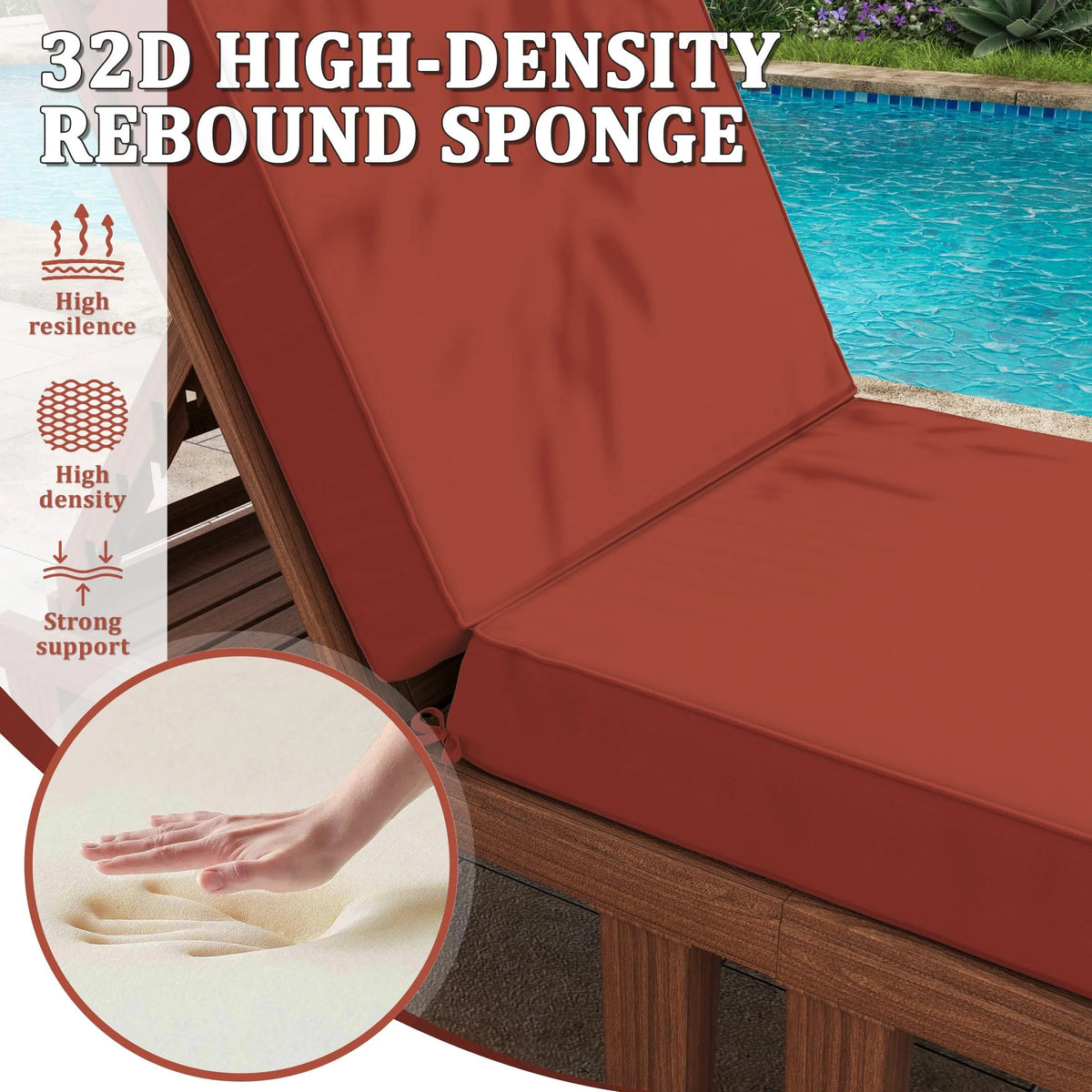 Kimunuk Outdoor Chaise Lounge Cushions set of 2, 80" x 26" x 4" Waterproof Pool Beach Recliner Replacement Cushions with Ties, Navy