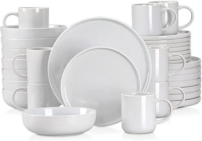 Vancasso, 32-Piece Stoneware Dinnerware Sets, Light Grey Dinner Set, Service for 8