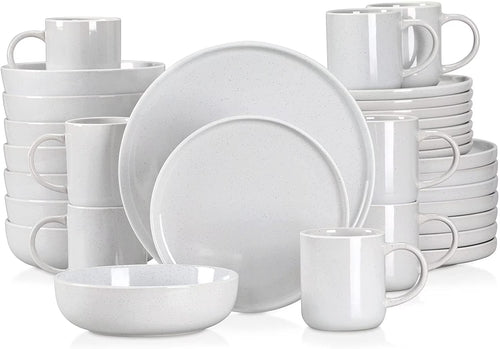 Vancasso, 32-Piece Stoneware Dinnerware Sets, Light Grey Dinner Set, Service for 8